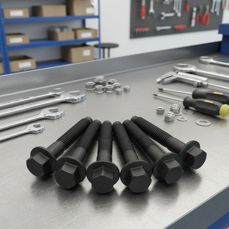 M8×40 Carbon Steel Grade 8.8 Black Cylinder Head Flange Bolts M8×40 Carbon Steel Grade 8.8 Black Cylinder Head Flange Bolts